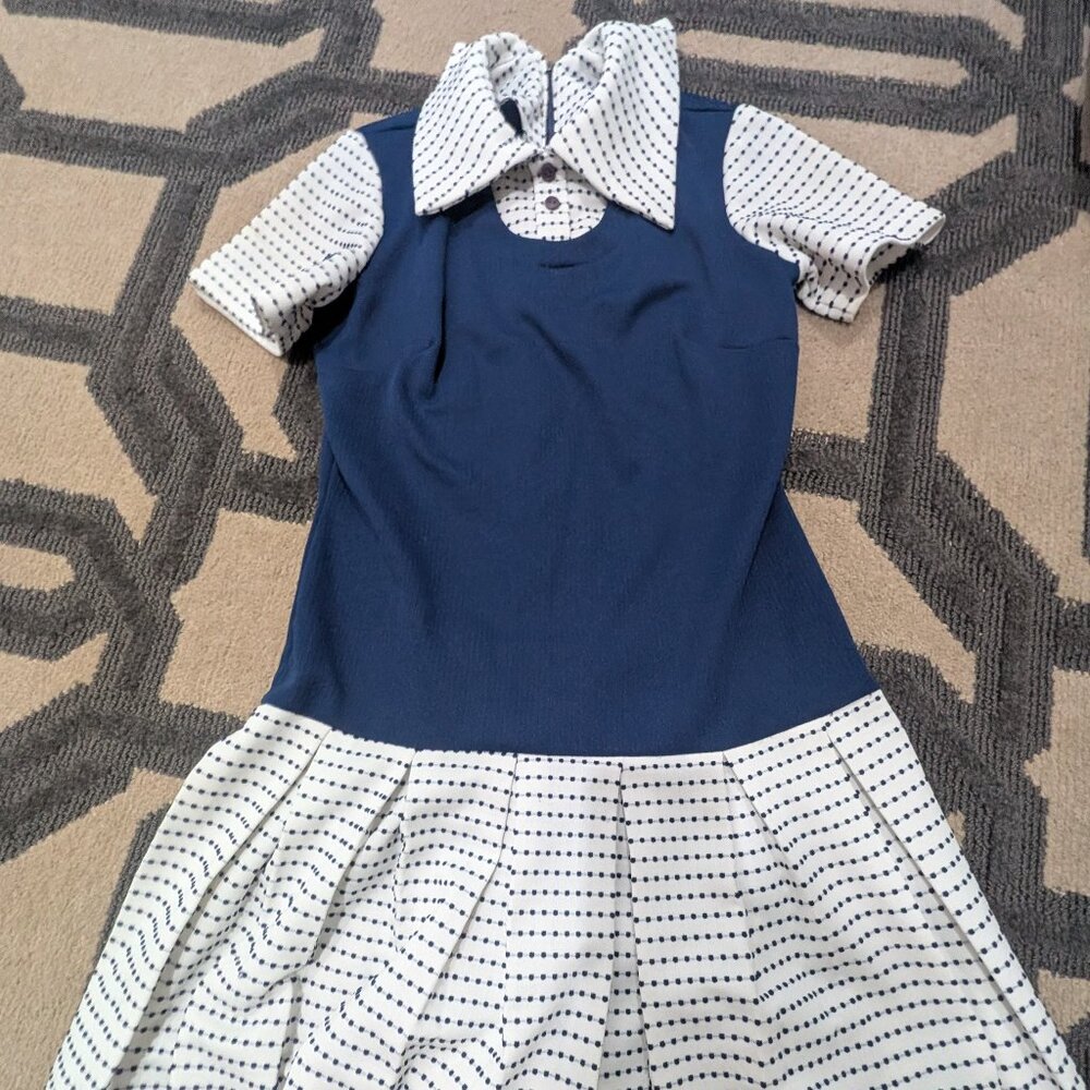Vintage School Girl Style Mini-Dot Dress - small US size 4